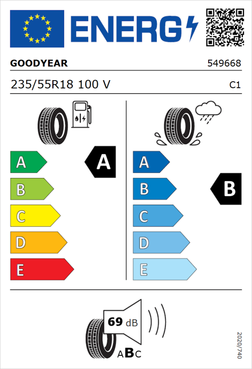 Tyre Label for Goodyear Eagle F1 Asymmetric 5 235/55R18 100V