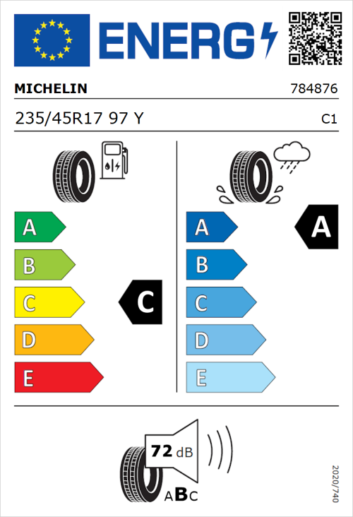 Tyre Label for Michelin Pilot Sport 5 235/45R17 97Y