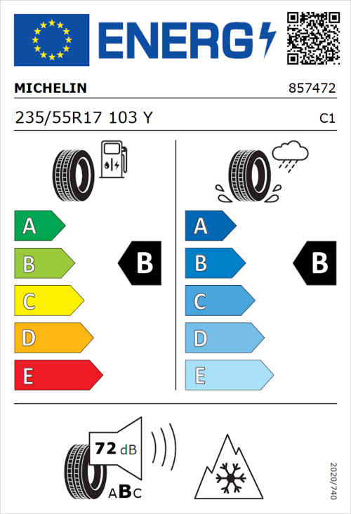 Tyre Label for Michelin CrossClimate 3 235/55R17 103Y